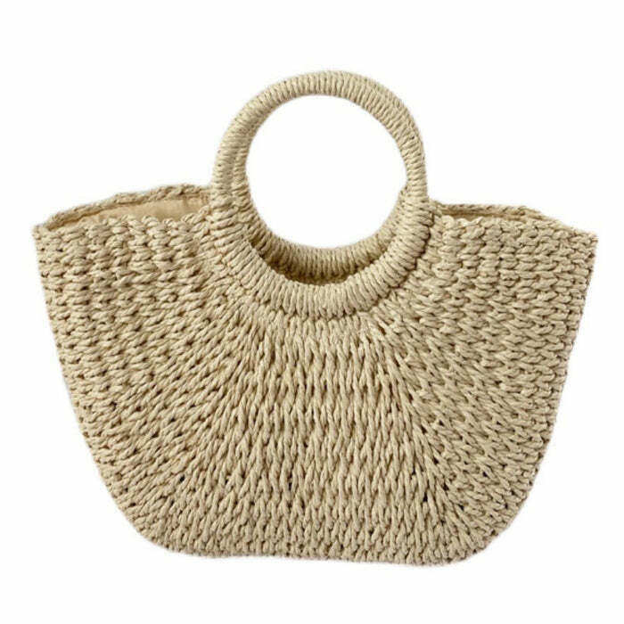 Chic Picnic Time Cottagecore Straw Bag - Perfect for Y2K Fashion and Grunge Outfits