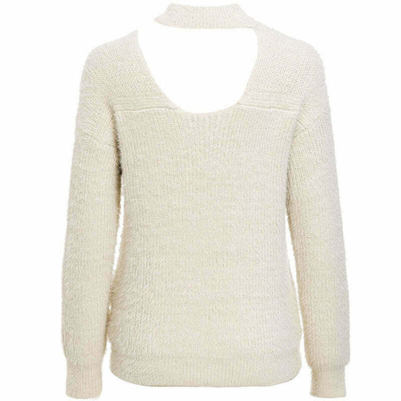 Choker Neck Asymmetric Sweater - Trendy Y2K Style for Winter Fashion & Grunge Aesthetic