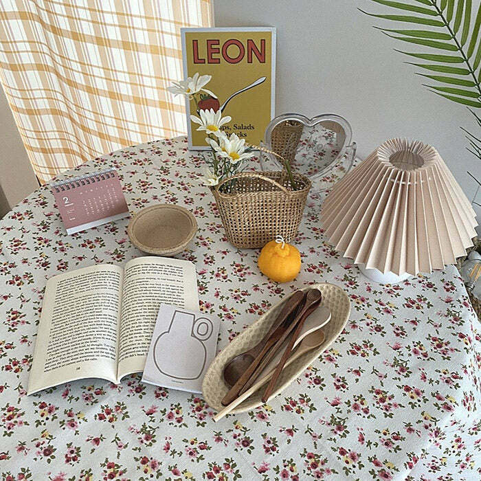 Cottage Calling Floral Tablecloth - Y2K Grunge Style for Trendy Home Decor and Fashion