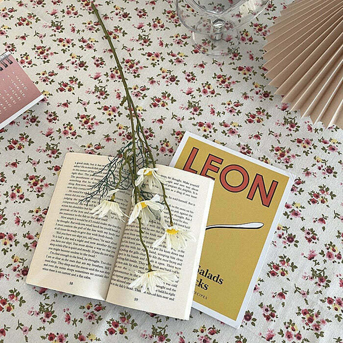 Cottage Calling Floral Tablecloth - Y2K Grunge Style for Trendy Home Decor and Fashion