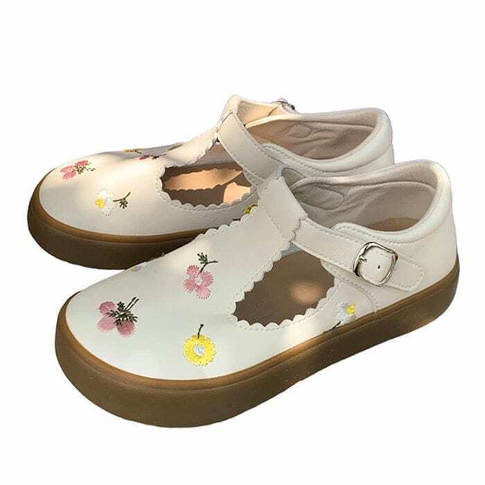 Cottagecore Aesthetic Embroidery Sandals for Y2K Fashion, Street Style, and Rave Outfits