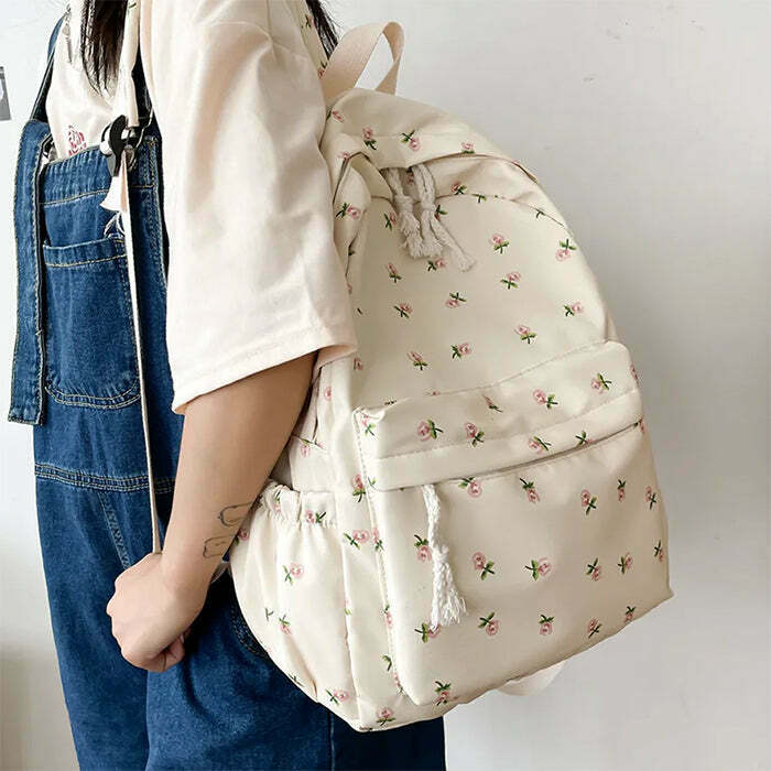 Cottagecore Aesthetic Floral Backpack - Y2K Grunge Style for Trendy Girls and Fashion Lovers