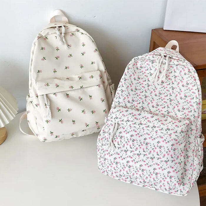 Cottagecore Aesthetic Floral Backpack - Y2K Grunge Style for Trendy Girls and Fashion Lovers