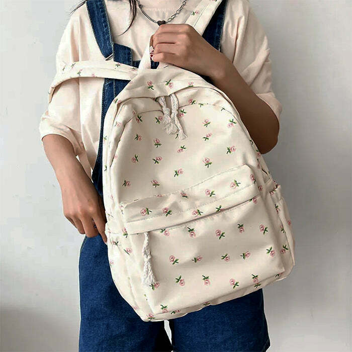 Cottagecore Aesthetic Floral Backpack - Y2K Grunge Style for Trendy Girls and Fashion Lovers