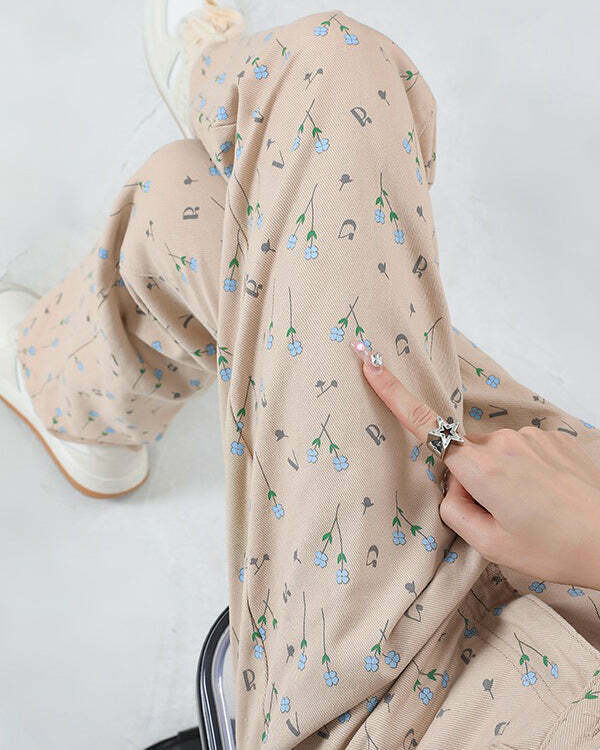 Cottagecore Aesthetic Floral Pants for Y2K Style - Retro Floral Trousers for Trendy Outfits