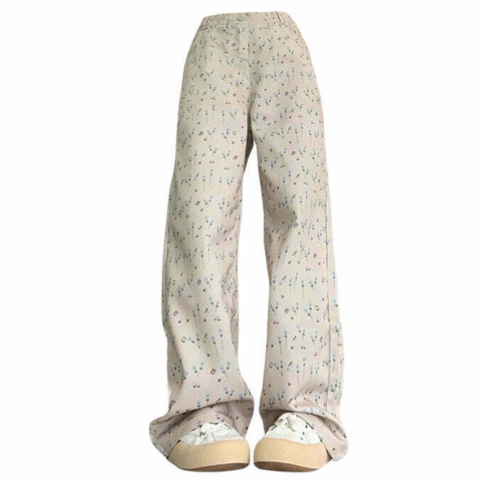 Cottagecore Aesthetic Floral Pants for Y2K Style - Retro Floral Trousers for Trendy Outfits