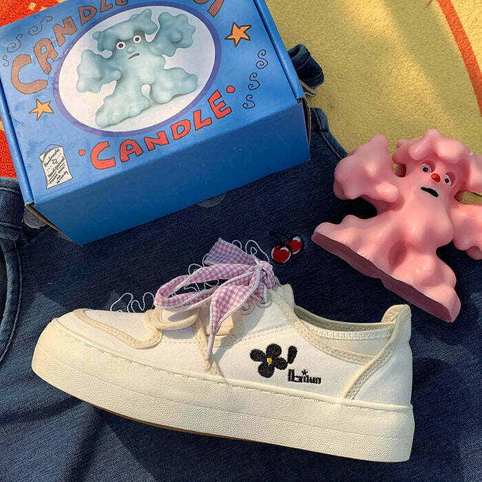 Cottagecore Aesthetic Gingham Sneakers for Y2K Style and Winter Outfits - Trendy Footwear