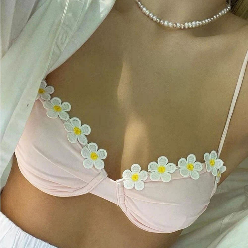 Cottagecore Daisy Bralette Top - Y2K Retro Style Bralette for Modest Fashion Lovers