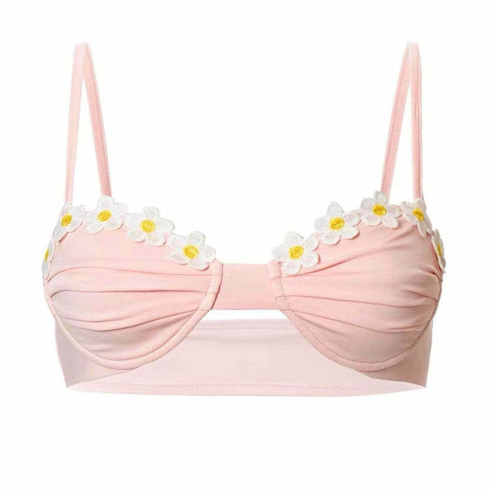 Cottagecore Daisy Bralette Top - Y2K Retro Style Bralette for Modest Fashion Lovers