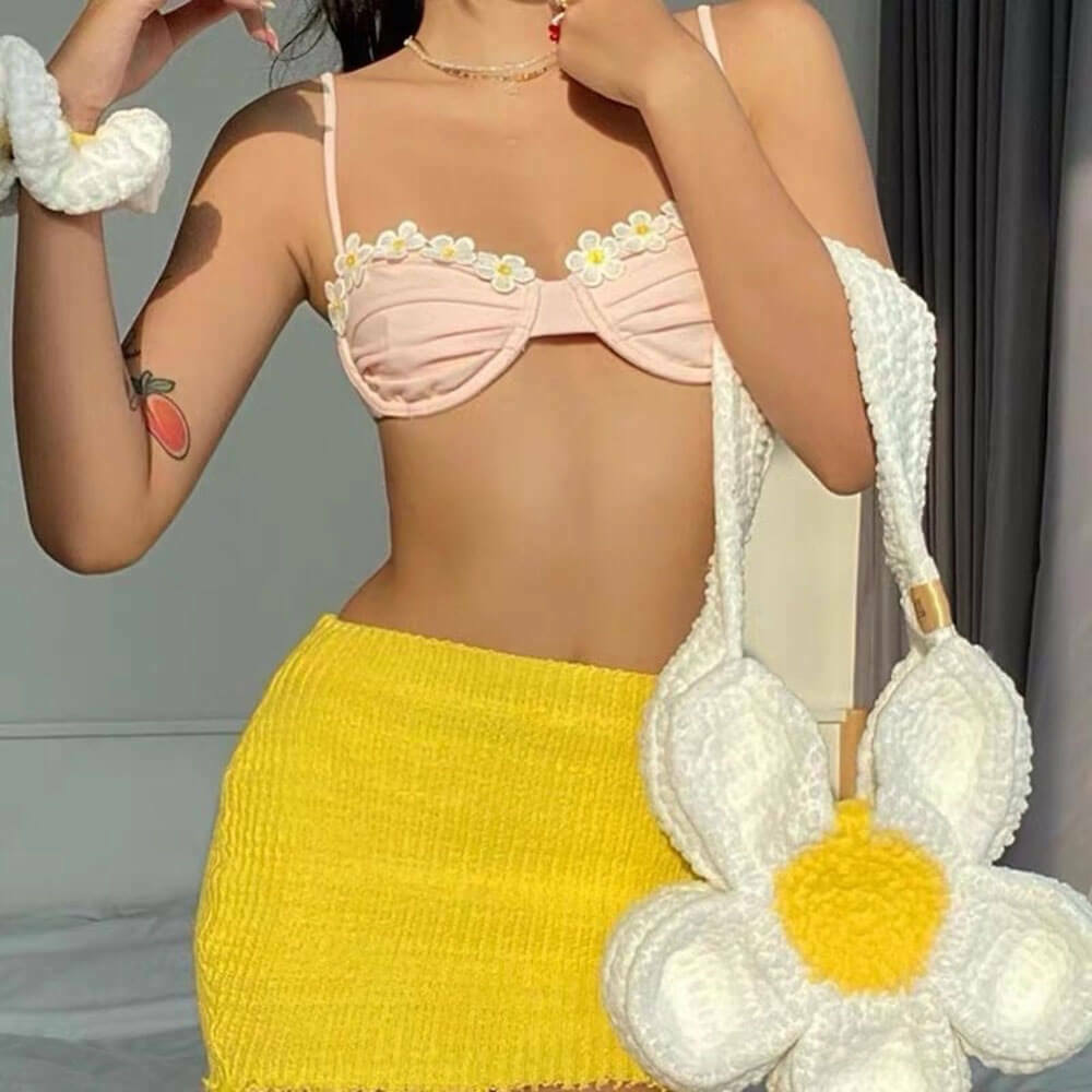 Cottagecore Daisy Bralette Top - Y2K Retro Style Bralette for Modest Fashion Lovers