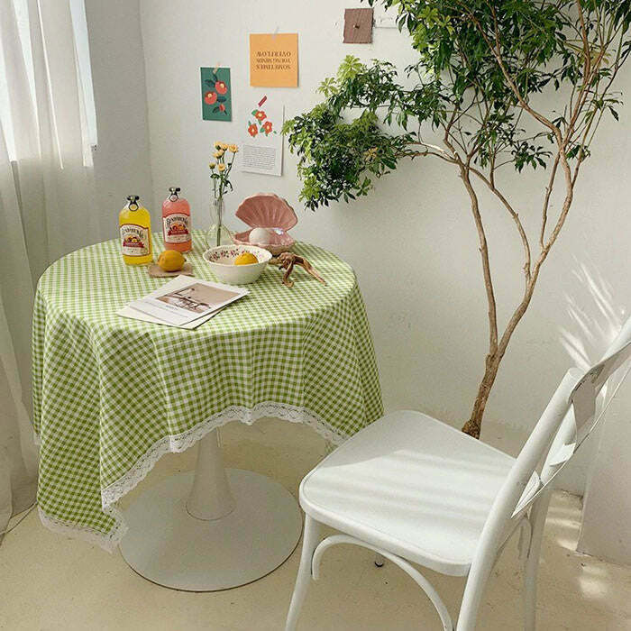 Cottagecore Gingham Tablecloth - Y2K Style for Trendy Home Decor and Aesthetic Gatherings