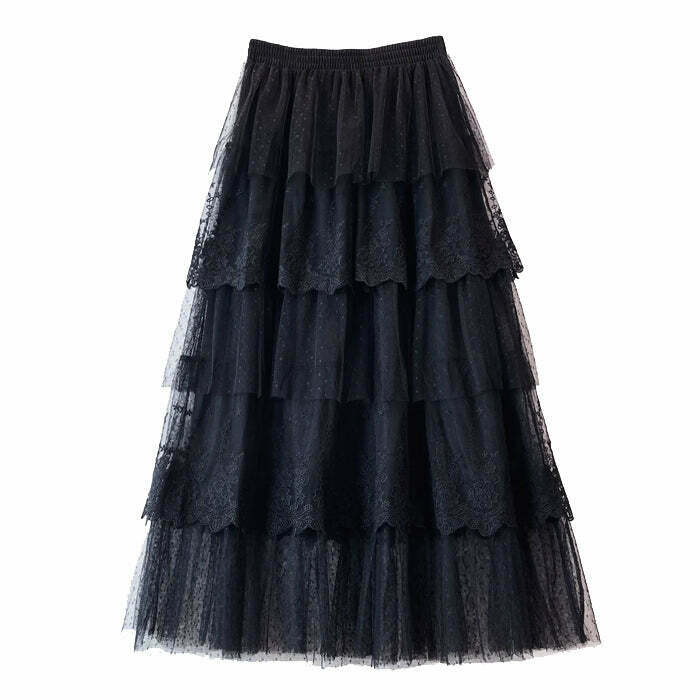 Cottagecore Lace Long Skirt - Y2K Style Fashion for Trendy Outfits & Grunge Looks