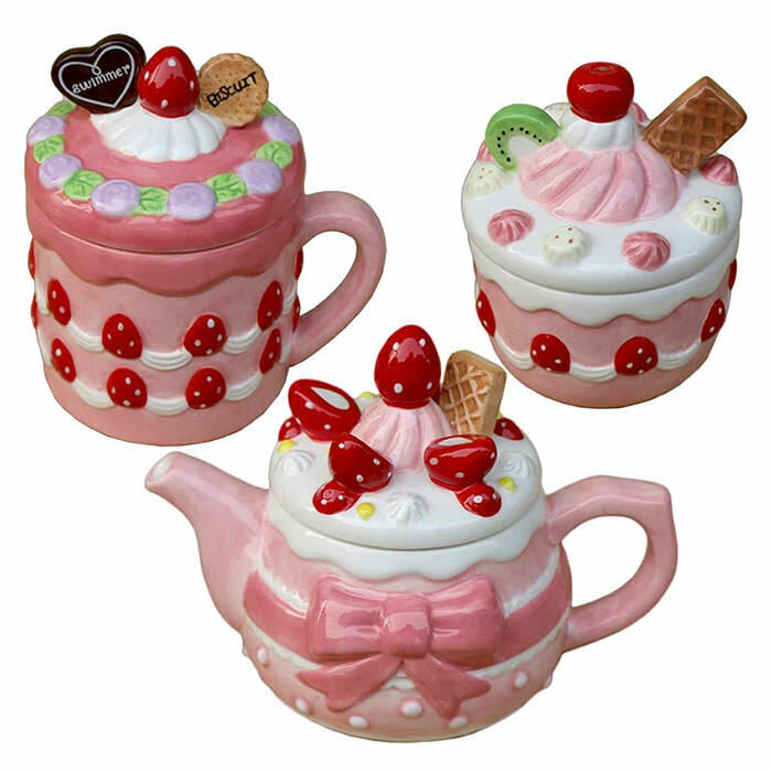 Cottagecore Strawberry Cookies Ceramic Mug - Trendy Y2K Fashion Inspired Drinkware for Summer