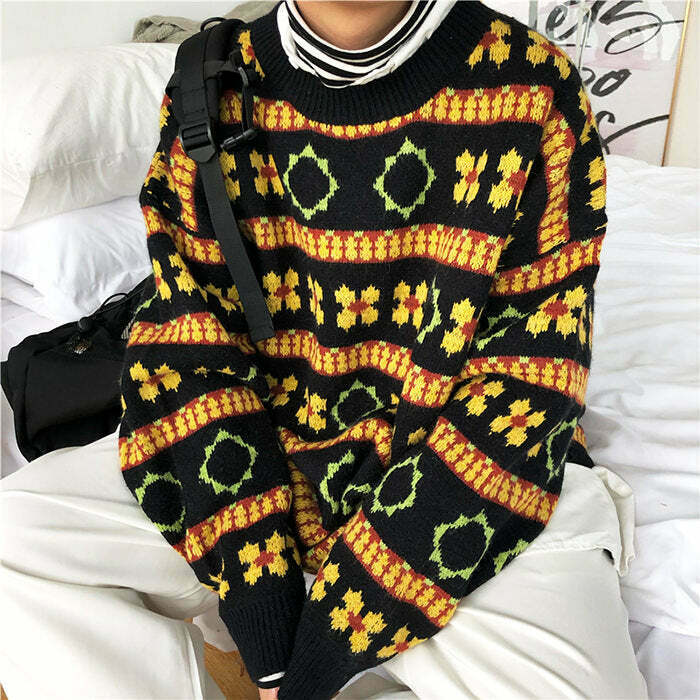 Cozy Cottagecore Knit Sweater in Red - Y2K Vintage Fashion for Trendy Outfits