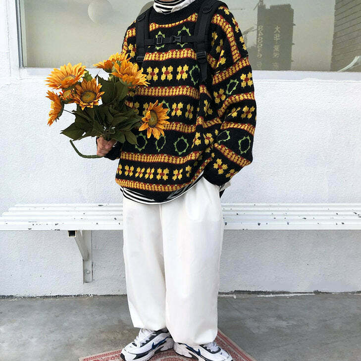 Cozy Cottagecore Knit Sweater in Red - Y2K Vintage Fashion for Trendy Outfits