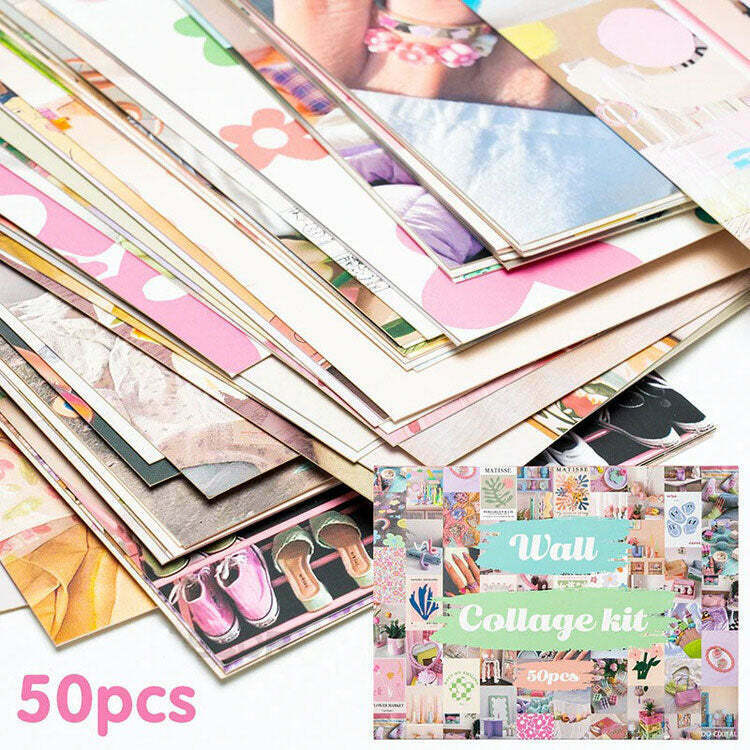 Danish Pastel Wall Collage Kit - Vintage Y2K Fashion & Indie Aesthetic Decor for Your Space