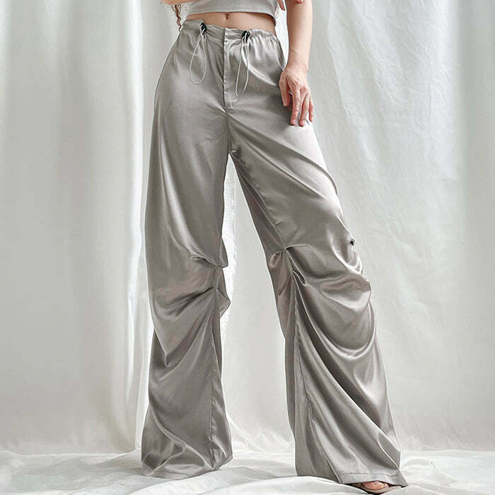 Miracle Satin Wide Pants: Trendy Y2K Style for Fashion-Forward Looks and Grunge Vibes