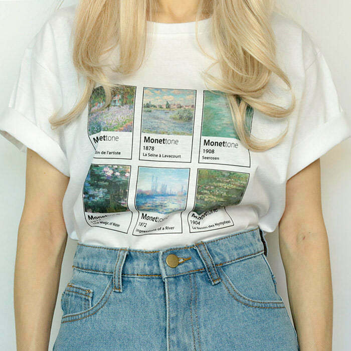 MonetTone T-Shirt: Trendy Y2K Grunge Fashion for Women - Stylish Red Outfits & Emo Vibes