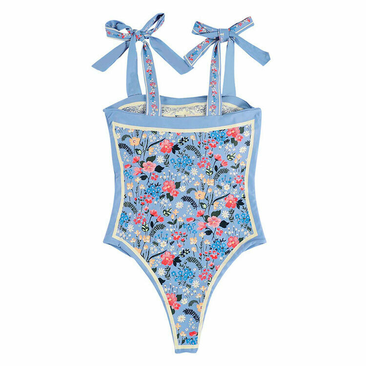 Reversible Blue Tie Strap Swimsuit - Trendy Y2K Style for Men and Women