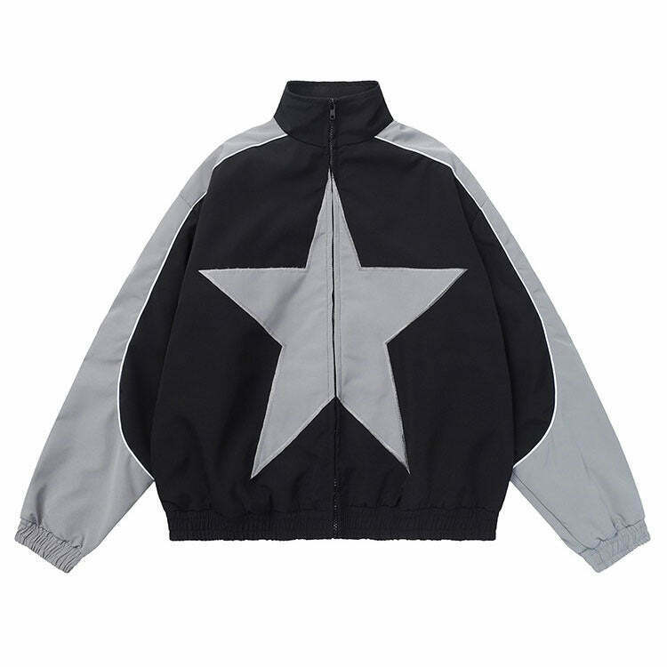 Stylish Star Girl Bomber Jacket - Vintage Oversized Floral & Patchwork Design