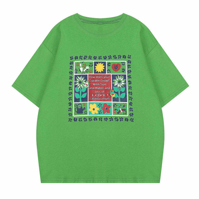 Trendy Garden Tee: Y2K Hip Hop Style for Women - Perfect for 2000s Fashion Lovers