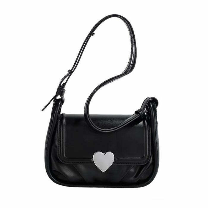 Trendy Y2K Aesthetic Heart Bag - Perfect Accessory for Y2K Fashion Lovers