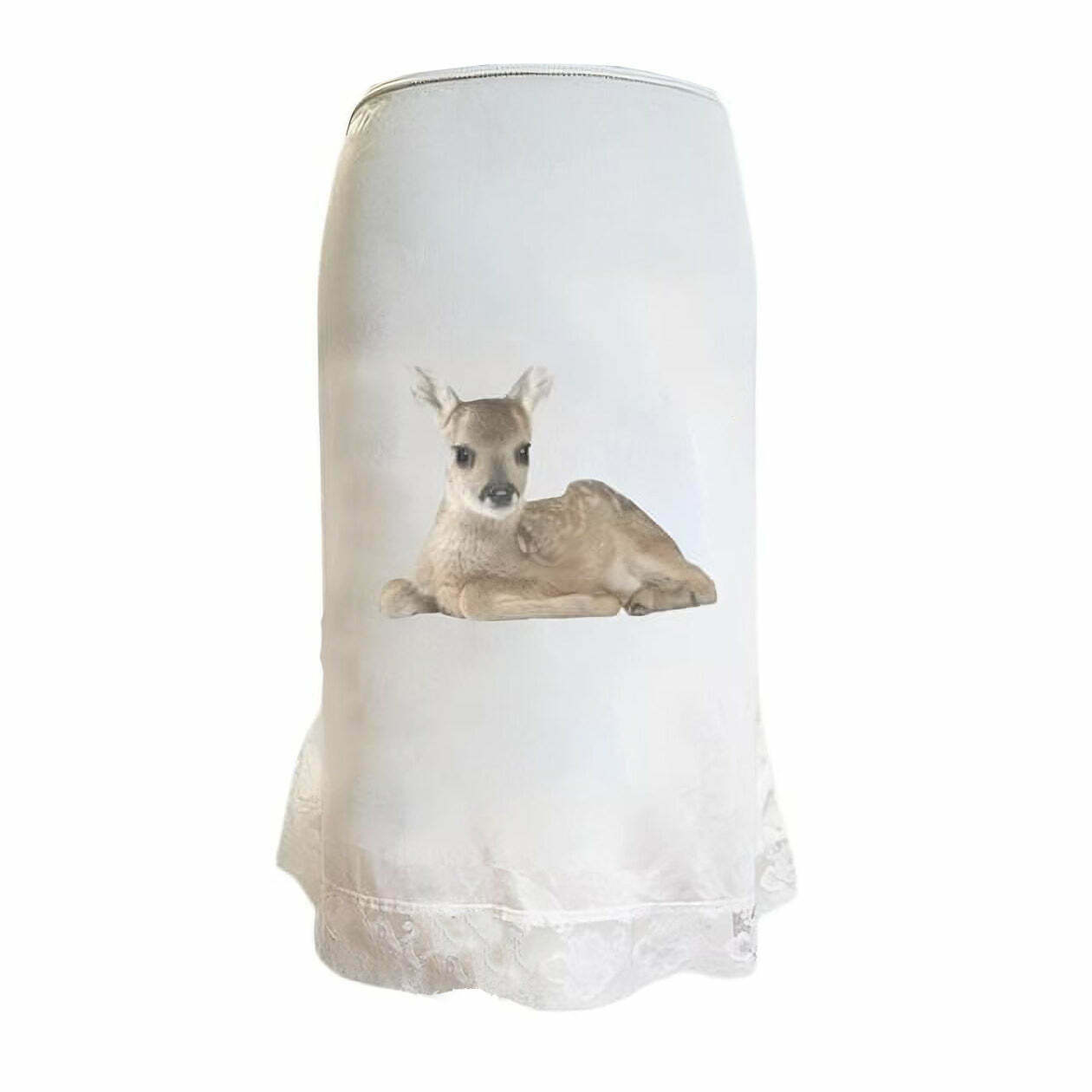 Trendy Y2K Fawn Print Maxi Skirt for Stylish Rave Outfits and Fashionable Looks