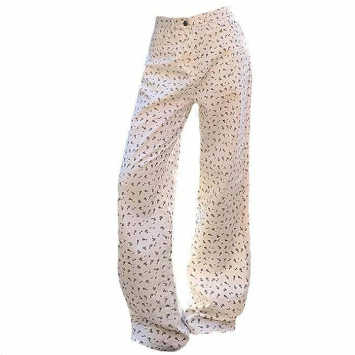 Vintage Aesthetic Floral Print Cord Pants for Y2K Fashion and Retro Outfit Inspiration
