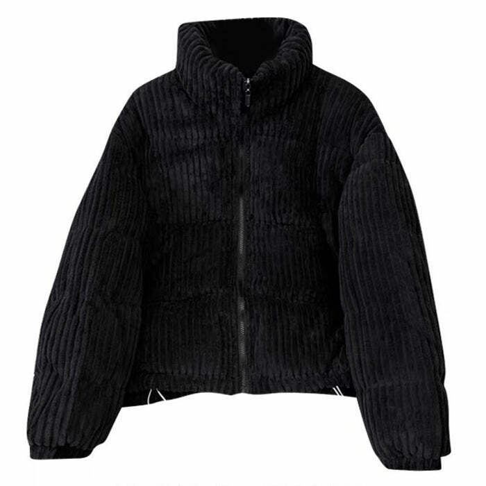 Vintage Patchwork Corduroy Puffer Jacket with Hood - Stylish Women's Outerwear
