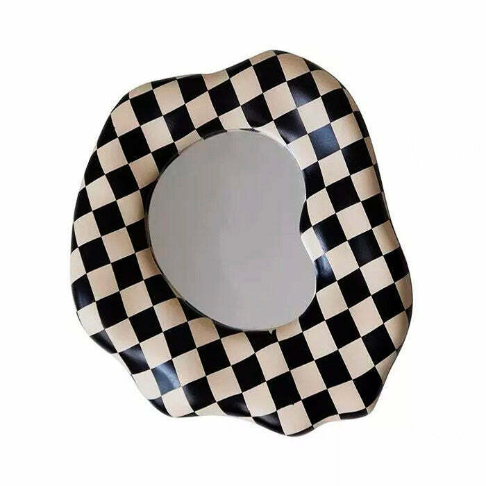 Y2K Checkerboard Mirror - Vintage 90s Style Decor for Grunge and Brooklyn Fashion Lovers
